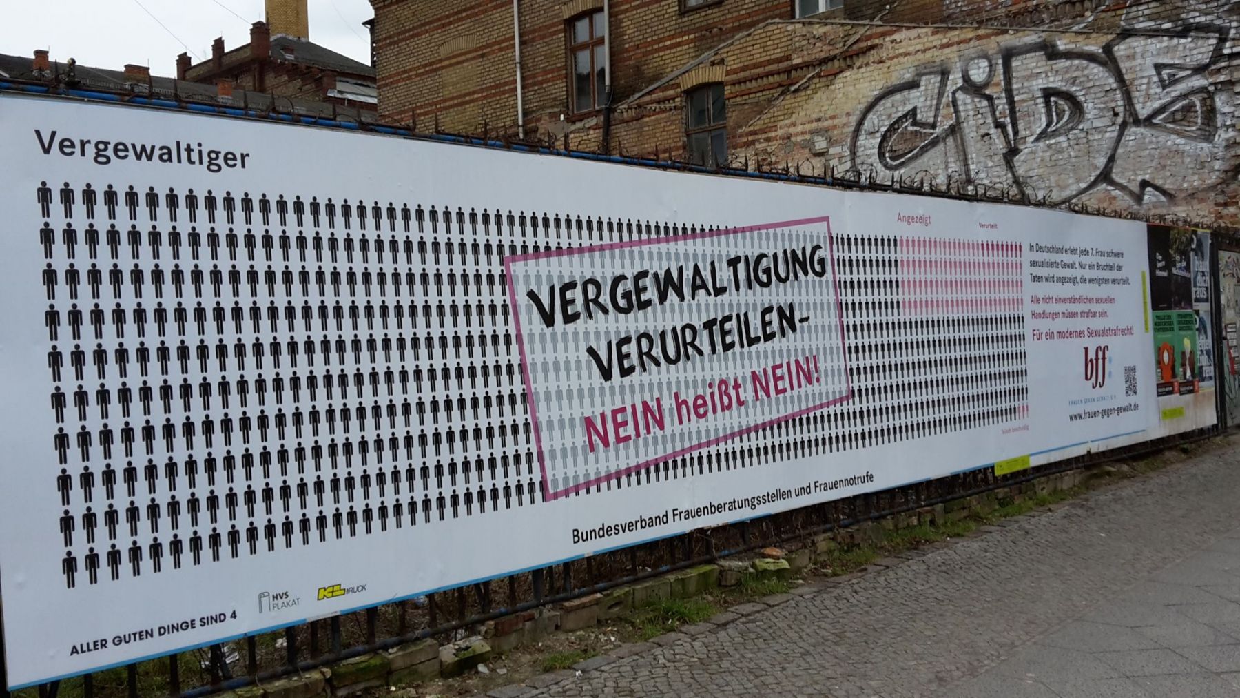 Foto von einem "Vergewaltigung verurteilen - Nein heißt Nein!"-Banner in Berlin